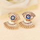 Trendy Statement Eye Eyelash Ear Stud Earrings Silver Rose Gold Plated