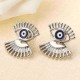 Trendy Statement Eye Eyelash Ear Stud Earrings Silver Rose Gold Plated