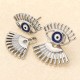 Trendy Statement Eye Eyelash Ear Stud Earrings Silver Rose Gold Plated