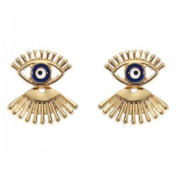 Trendy Statement Eye Eyelash Ear Stud Earrings Silver Rose Gold Plated