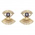 Trendy Statement Eye Eyelash Ear Stud Earrings Silver Rose Gold Plated