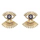 Trendy Statement Eye Eyelash Ear Stud Earrings Silver Rose Gold Plated