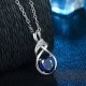 Trendy Sterling Silver Blue Rhinestone Pendant Necklaces Elegant Crystal Necklace for Women