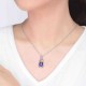 Trendy Sterling Silver Blue Rhinestone Pendant Necklaces Elegant Crystal Necklace for Women