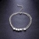 Trendy Sterling Silver Plated  Beads Anklet Barefoot Sandals Foot Chain for Women