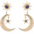 Trendy Sun Moon Star Big Ear Drop Earring Purple Rhinestone Earrings For Women