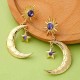 Trendy Sun Moon Star Big Ear Drop Earring Purple Rhinestone Earrings For Women