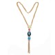 Trendy Tassel Women Necklace Zinc Alloy Resin Beads Pendant Long Sweater Chain