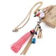 Trendy Tassel Zinc Alloy Rivet Long Necklace Zircon Irregular Sweater Chain for Women