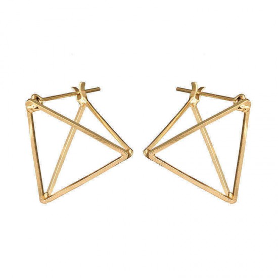 Trendy Three-dimensional Geometric Ear Drop Triangular Hollow Earrings Metal Alloy Earring