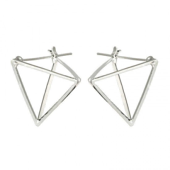 Trendy Three-dimensional Geometric Ear Drop Triangular Hollow Earrings Metal Alloy Earring