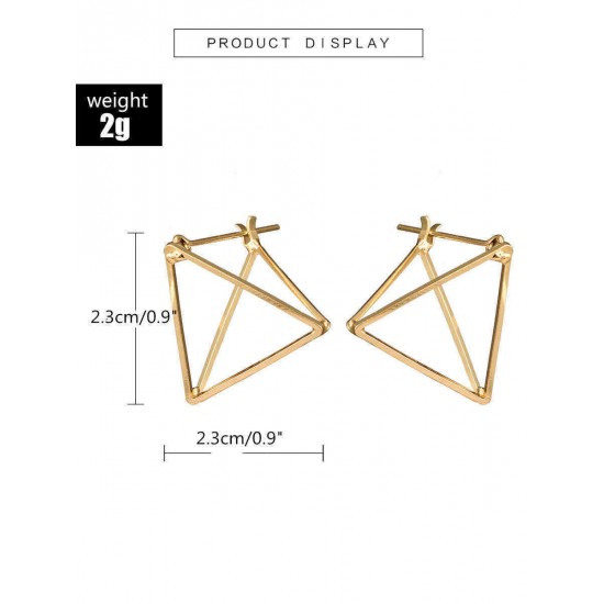 Trendy Three-dimensional Geometric Ear Drop Triangular Hollow Earrings Metal Alloy Earring