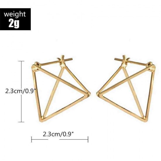 Trendy Three-dimensional Geometric Ear Drop Triangular Hollow Earrings Metal Alloy Earring