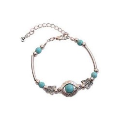 Trendy Turquoise Handmade Bracelet Sliver Beaded Bracelet For Women