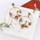 Trendy Vivid Pearl Earrings with Bird on The Tree Irregular Hoop Gold Earring for Women