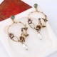 Trendy Vivid Pearl Earrings with Bird on The Tree Irregular Hoop Gold Earring for Women