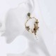 Trendy Vivid Pearl Earrings with Bird on The Tree Irregular Hoop Gold Earring for Women