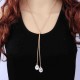 Trendy Water Drop Crystal Gold Y Lariat Long Necklace Sweater Chain for Women