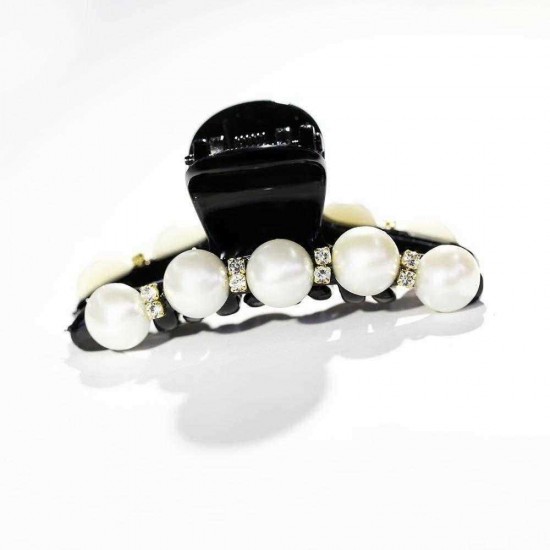 Trendy White Pearl Rhinestone Acylic Hair Clip Jewelry Ladies Hair Accessories