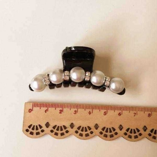 Trendy White Pearl Rhinestone Acylic Hair Clip Jewelry Ladies Hair Accessories