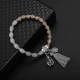 Trendy Women's Beaded Tassel Bracelet Love Charm Natural Stone Buddha Mala Bead Bracelets for Women