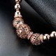 Trendy Women's Rose Gold Bead Pendant Jewelry Set Necklace Rhinestone Earrings