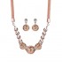 Trendy Women's Rose Gold Bead Pendant Jewelry Set Necklace Rhinestone Earrings