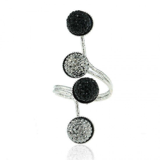 Trendy Zinc Alloy Black Statement Shiny Stone Ball Knuckle Ring Gift for Women