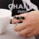 Trendy Zinc Alloy Black Statement Shiny Stone Ball Knuckle Ring Gift for Women