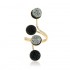 Trendy Zinc Alloy Black Statement Shiny Stone Ball Knuckle Ring Gift for Women