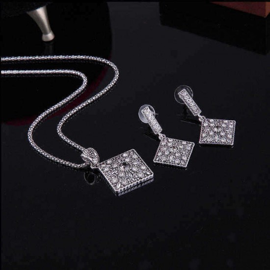 Turkey Series Crystal Necklace Diamond Ring Retro Earrings Gift Jewelry Set