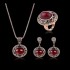 Turkey Series Red Rubellite Necklace Ring Retro Earrings Birthday Gift Jewelry Set