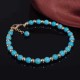 Turquoise Beads Alloy Chain Tassel Crystal Anklets Jewelry