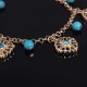 Turquoise Beads Alloy Chain Tassel Crystal Anklets Jewelry