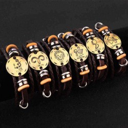 Twelve Constellations Men And Women Simple Braided Hand Rope Lovers Bracelet