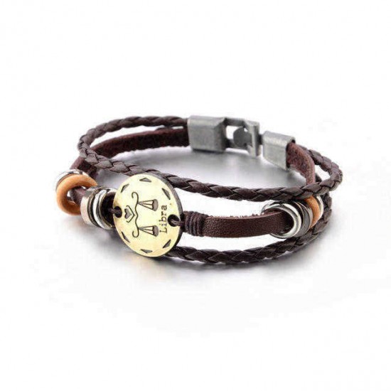 Twelve Constellations Men And Women Simple Braided Hand Rope Lovers Bracelet