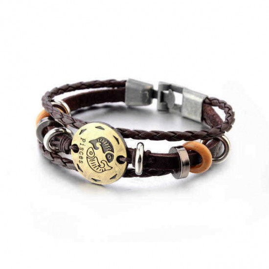 Twelve Constellations Men And Women Simple Braided Hand Rope Lovers Bracelet