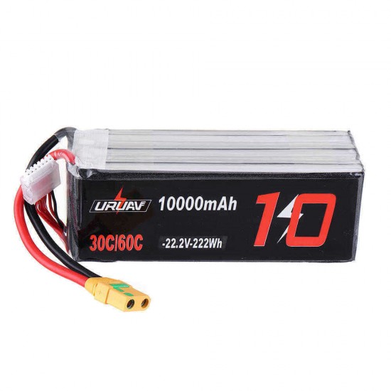 URUAV 22.2V 10000mAh 30/60C 6S Lipo Battery XT90 Plug for FPV RC Quadcopter Agriculture Drone Outdoor Charger Power