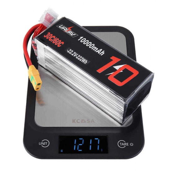 URUAV 22.2V 10000mAh 30/60C 6S Lipo Battery XT90 Plug for FPV RC Quadcopter Agriculture Drone Outdoor Charger Power