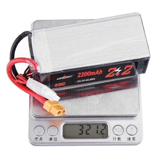 URUAV 22.2V 2200mAh 65C 6S Lipo Battery for RC Racing Drone Helicopter