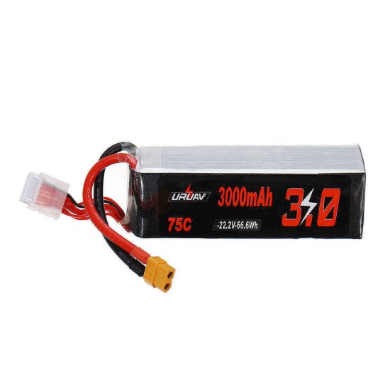 URUAV 22.2V 3000mAh 75C 6S Lipo Battery XT60 Plug for RC Racing Drone