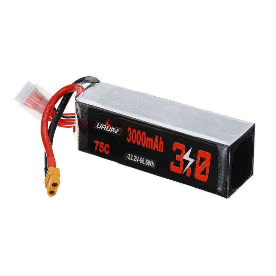 URUAV 22.2V 3000mAh 75C 6S Lipo Battery XT60 Plug for RC Racing Drone