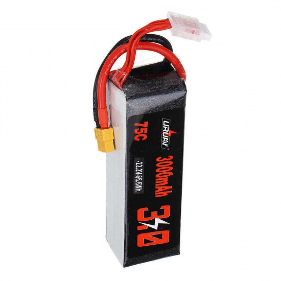 URUAV 22.2V 3000mAh 75C 6S Lipo Battery XT60 Plug for RC Racing Drone