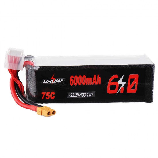 URUAV 22.2V 6000mAh 75C 6S Lipo Battery XT60 Plug for 600 700 800 RC Helicopter