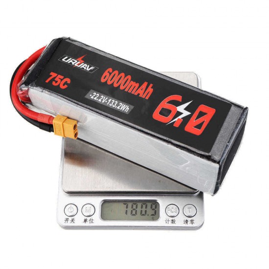 URUAV 22.2V 6000mAh 75C 6S Lipo Battery XT60 Plug for 600 700 800 RC Helicopter