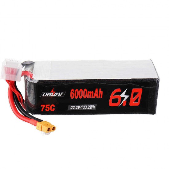 URUAV 22.2V 6000mAh 75C 6S Lipo Battery XT60 Plug for 600 700 800 RC Helicopter