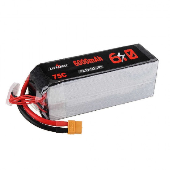 URUAV 22.2V 6000mAh 75C 6S Lipo Battery XT60 Plug for 600 700 800 RC Helicopter