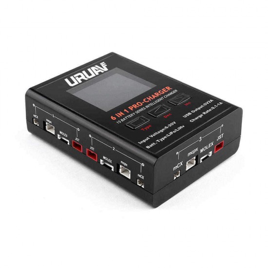 URUAV 6 in 1 PRO 5X4.35W 5X1A Battery Charger for 1S LiPO/LiHv/Li-ion Battery Charger With Micro MX mCPX JST