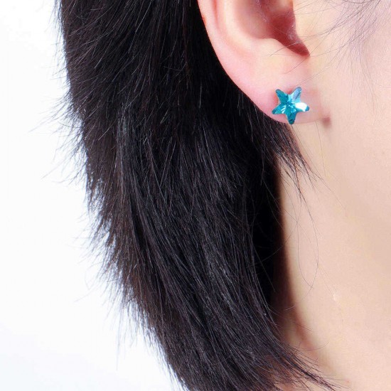 Unique Asymmetric Ear Stud Earring Luxury Micro Paved Zirconia Crystal Star Moon Piercing Earrings