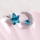 Unique Asymmetric Ear Stud Earring Luxury Micro Paved Zirconia Crystal Star Moon Piercing Earrings